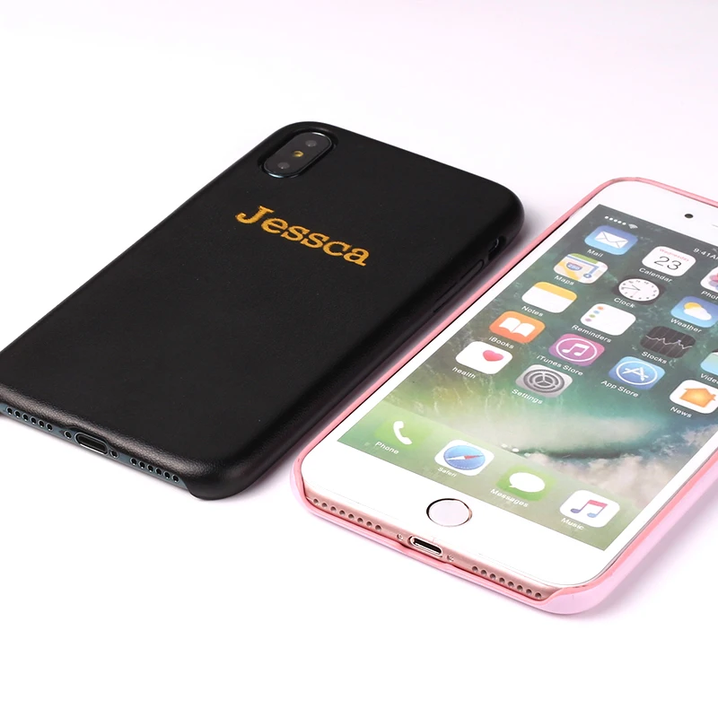 

Leather Luxury Gold Silver Custom Personalized Name Text For iPhone 12 11 Pro X XR XS Max 6S 7 7Plus 8 8Plus Phone Case