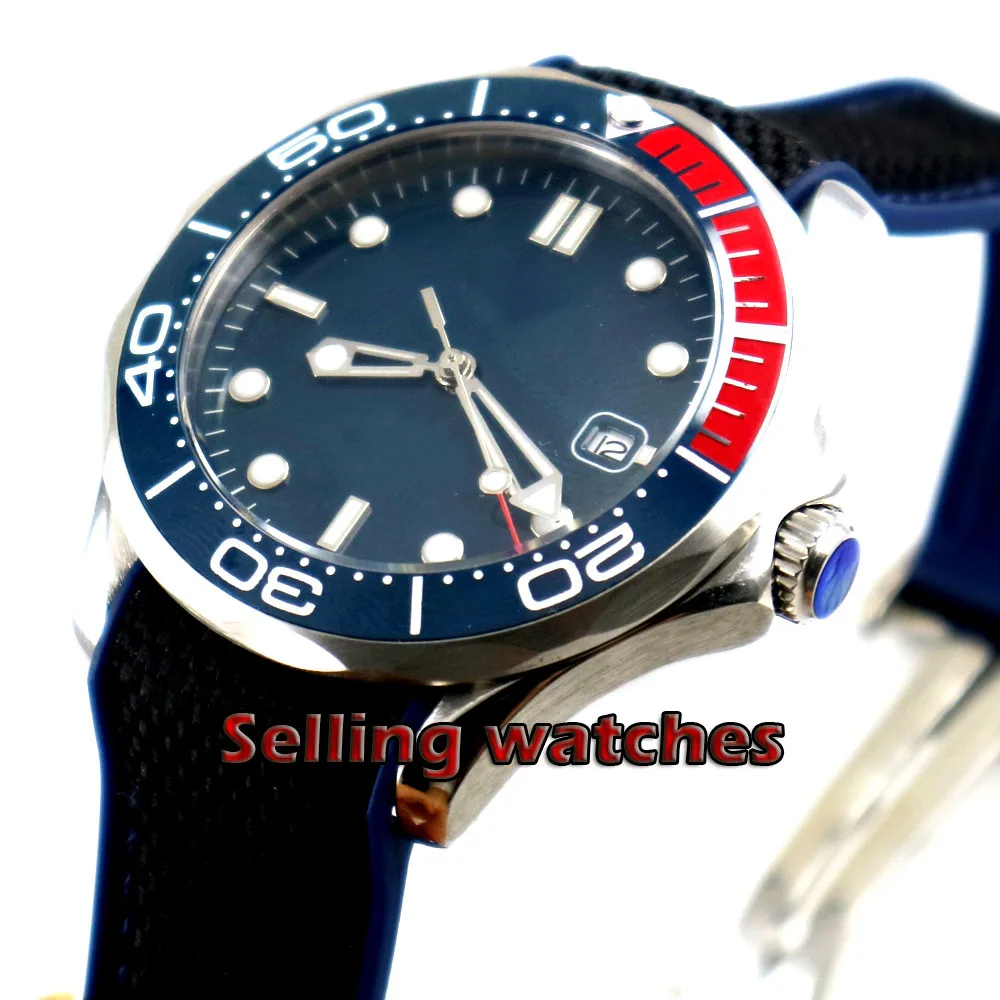 

41mm bliger Blue sterile dial Luminous ceramic bezel Sapphire Glass Automatic Wristwatches date Mechanical mens watch