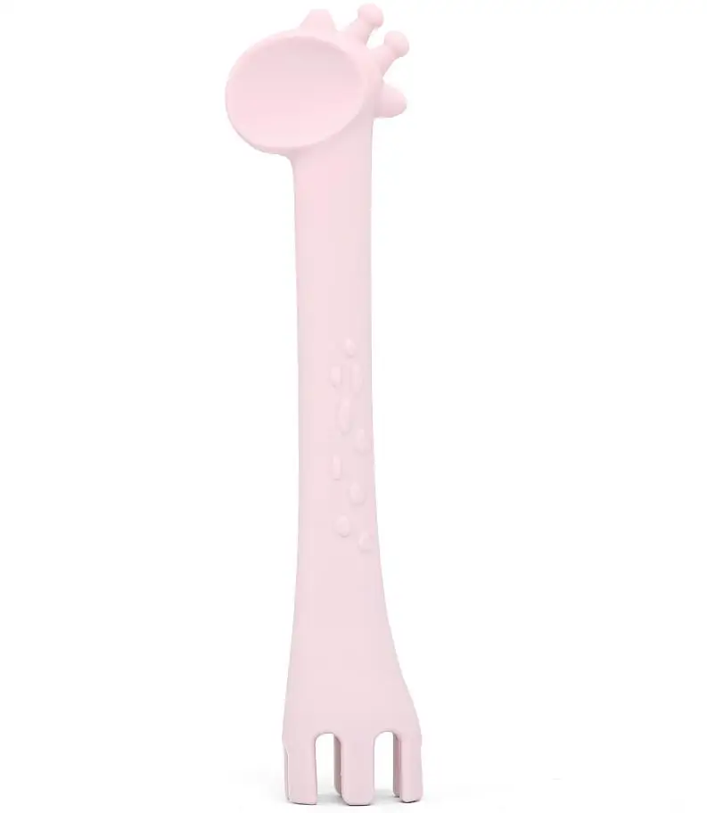 pink spoon Cute Cartoon Animals Duck Silicone Feeding Food Anti-slip Plate Tray Dishes Food Holder for Baby Toddler Kid Children Bowl - Цвет: pink spoon