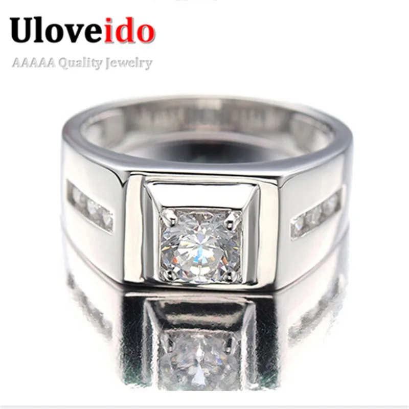 Uloveido мужские кольца серебро цвет мужской кольцо обручальное обручальные для