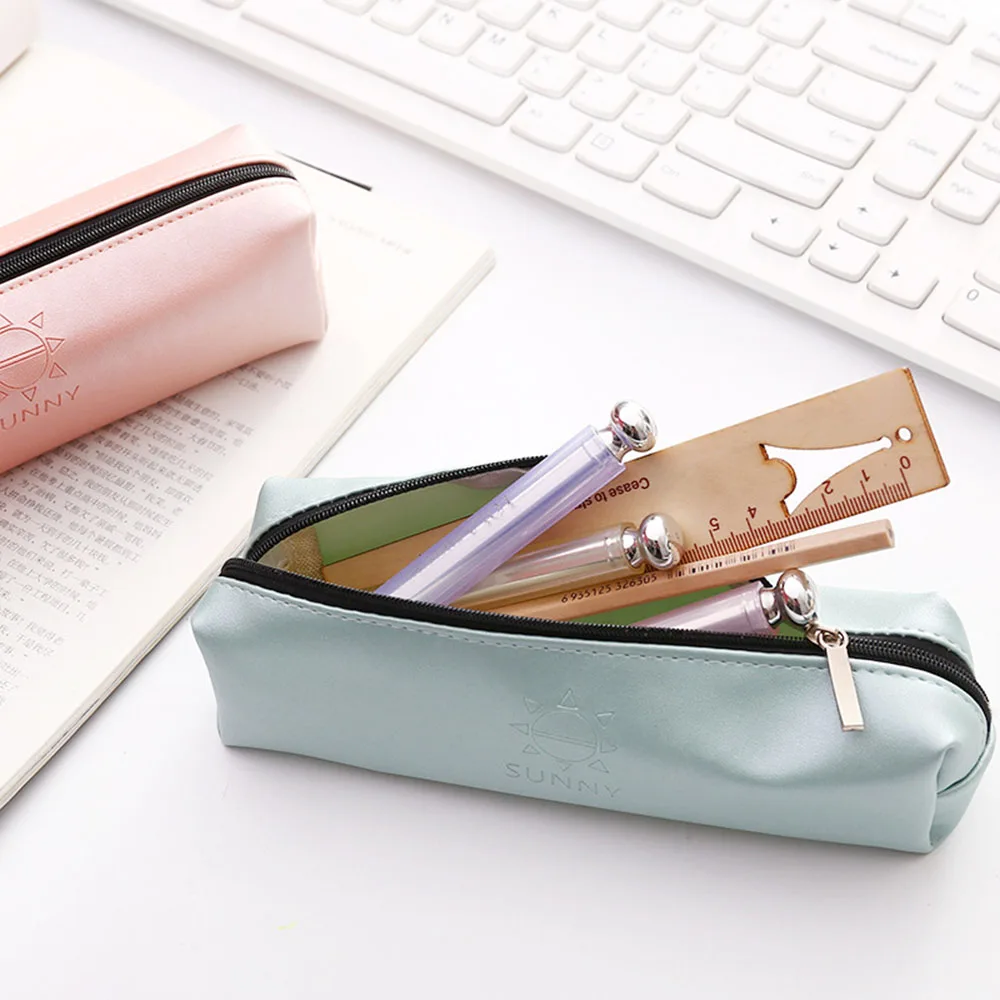 Скраб узкие яркого цвета холщовые с застежкой-молнией школьные пенал для