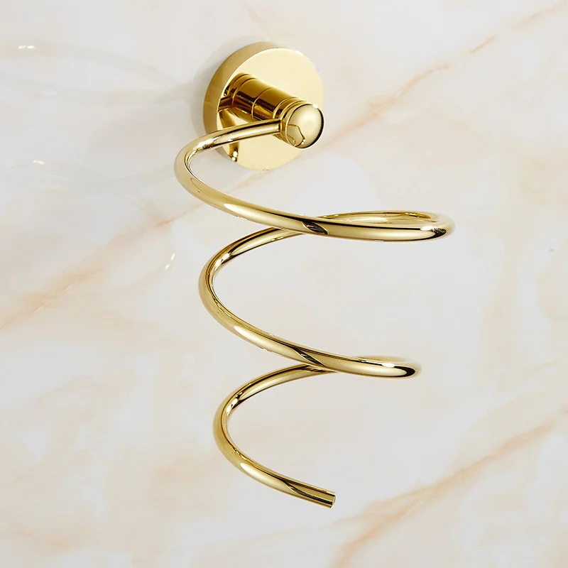 Hair dryer holder Аксессуары для ванной комнаты Набор латунных золотых полотенец вешалка для полотенец крючок для халата бумажный держатель ванная полка мыльница Аксессуары для ванной комнаты Набор - Цвет: Hair dryer holder