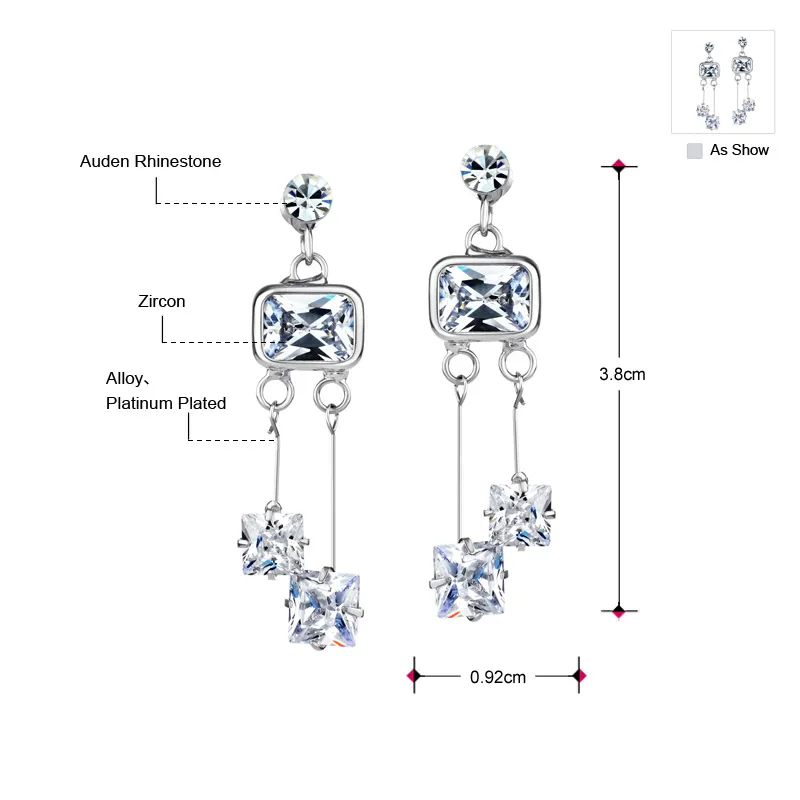 Neoglory Оден Стразы Циркон Мода Висячие серьги геометрические для женщин brincos Vintage