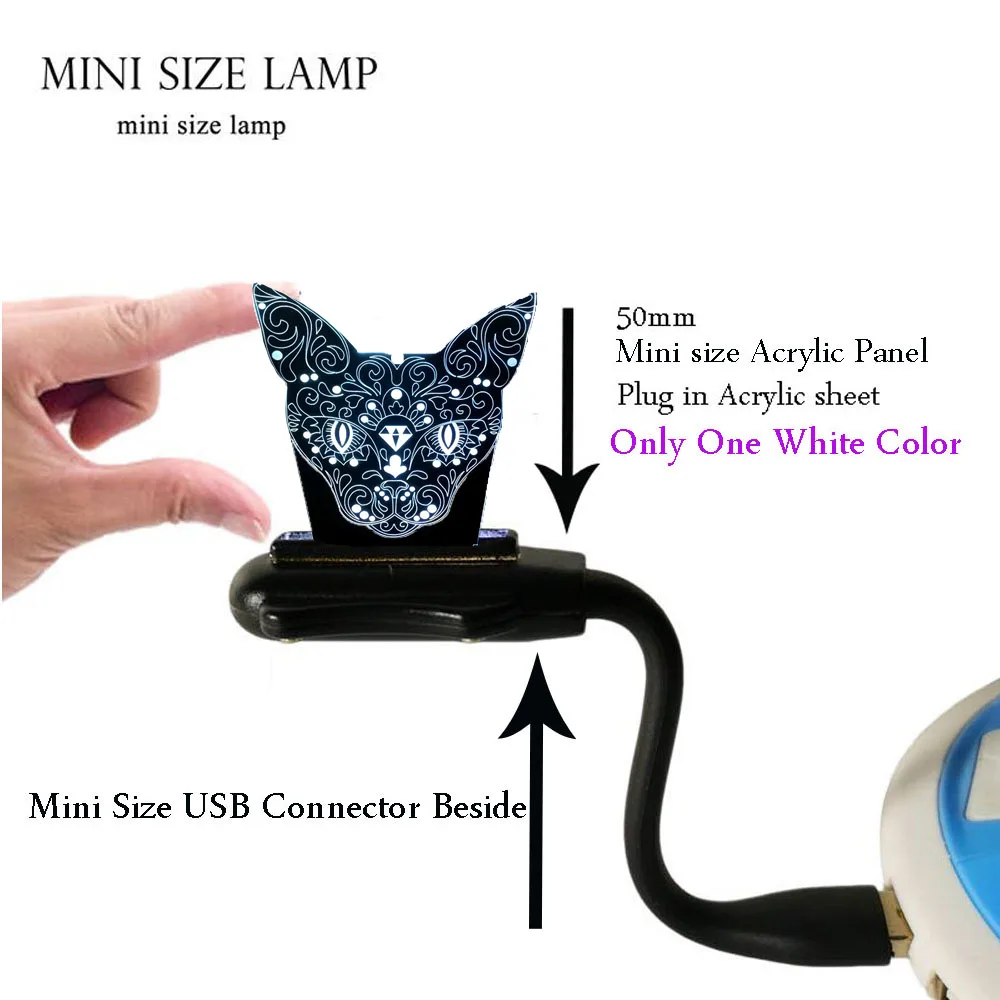 Новая 3D голова котенка олень Иллюзия акриловая Светодиодная панель 7 цветов