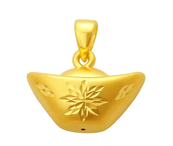 

Подлинная Подвеска из желтого золота 24K, 3D подвеска YuanBao, 2,4 г