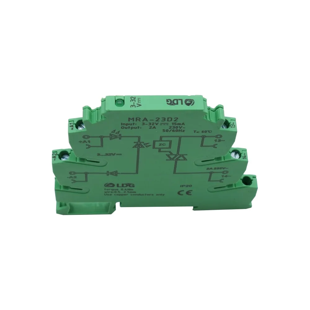 10 шт./партия MRA-23D2 клеммные блоки DIN Rail вход 2A: 3 в 5 в 12 В 24 В DC AC SSR твердотельные реле MRA-23D2