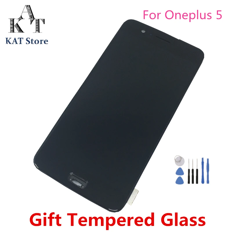 Сменный ЖК-экран для Oneplus 5 A5000 1 + 5 One Plus 5 100% протестированный ЖК-дисплей сенсорный экран с рамкой 5,5 дюйма черный