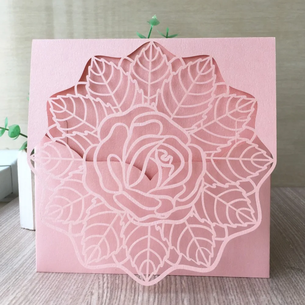 

35pcs Hollow Out Flower Laser Cut Wedding Invitation Cards Blessing Greeting Card Event&Party Supplies
