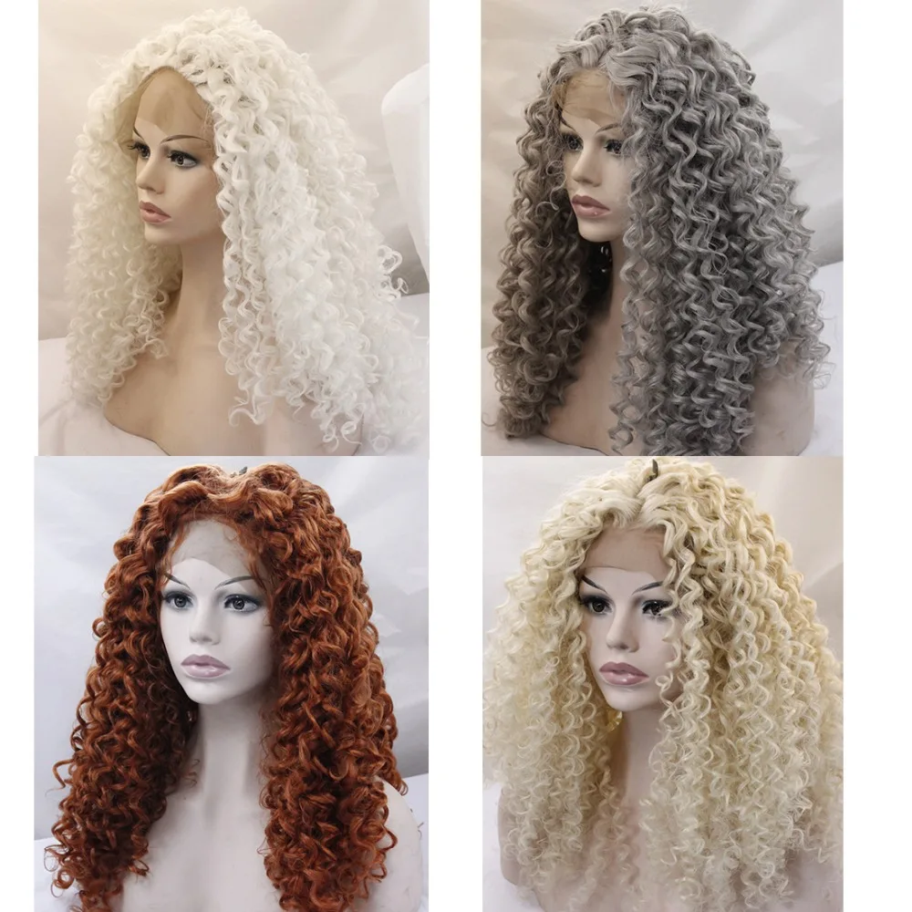Волос SW длинные Kinky Фигурные синтетические Синтетические волосы на кружеве парик