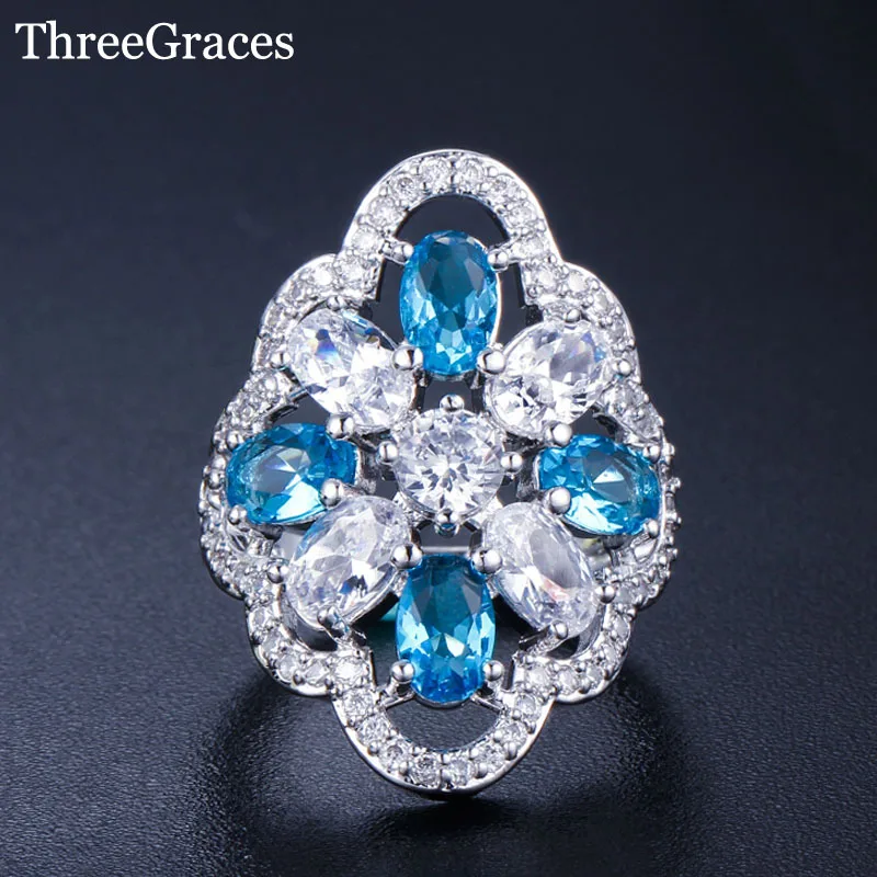 ThreeGraces 5 цветов свадебное роскошное кольцо для женщин светло-голубой CZ камень