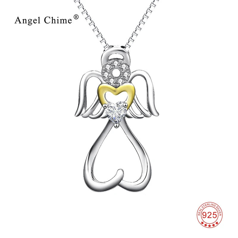 Женское ожерелье из серебра 925 пробы с кулоном Ангел крыльями|necklace angel|sterling silver