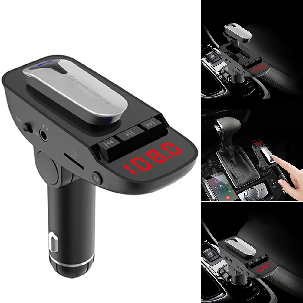 Hands-free Dual USB Bluetooth Earphone Quick Charging Wireless Headset For Safe Driving Car MP3 Mobile Phone Charger ER9 | Автомобили и
