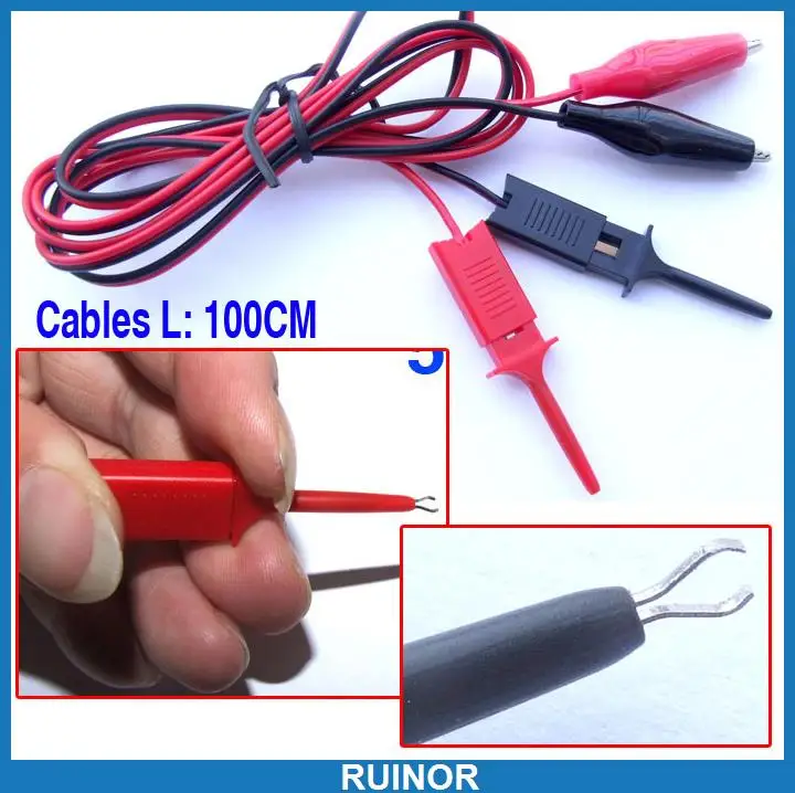 

10pcs/lot Alligator Clip to Test Hook Cable Grabbers Probes IC 1M