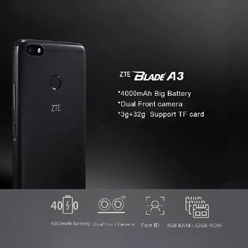 Новый zte A3 mt6737t четыре ядра 1 45 ГГц 5 &quot4000 мАч Камера 21.0MP Android7.0 3G RAM 32G ROM отпечатков