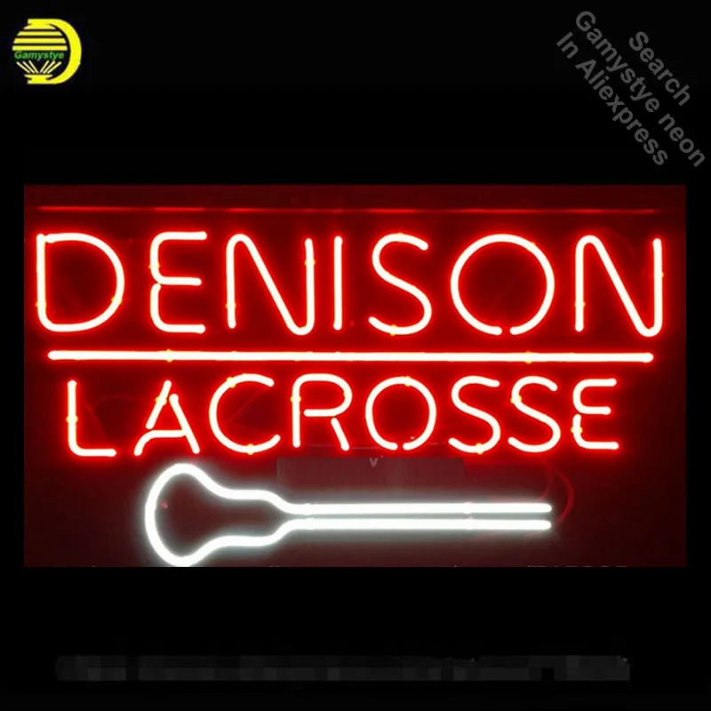 Неоновая вывеска Denison Lacrosse реальная стеклянная трубка неоновый Световой знак