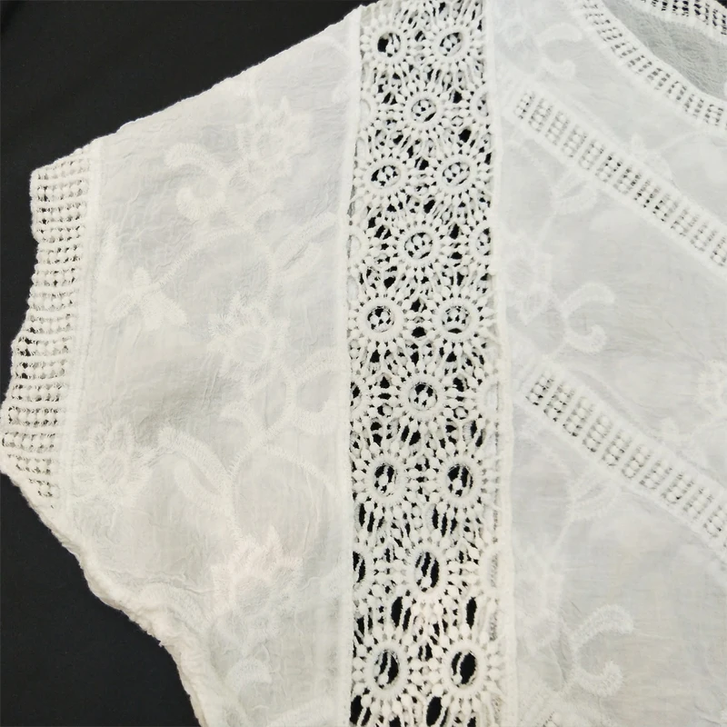 Блузка женская белая кружевная с рукавом летучая мышь | Женская одежда