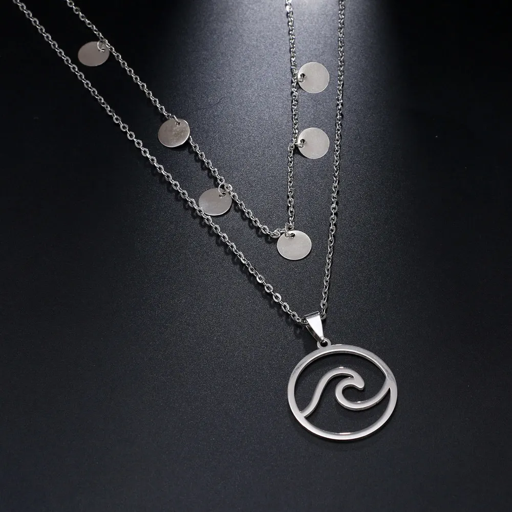 Бохо многослойное колье монета золотого цвета женские ожерелья-Чокеры волны