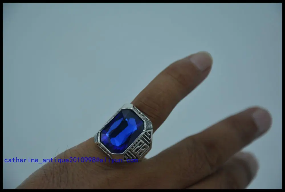 Кольцо из редкого старого китайского серебра с драгоценным камнем Тибетский