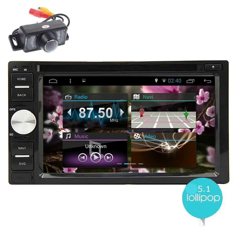 2 DIN Android 5.1 Lollipop dvd плеер автомобиля в тире навигации GPS головного устройства