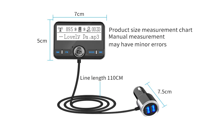 YASOKRO, Bluetooth, fm-передатчик, беспроводной автомобильный fm-модулятор, mp3-плеер, автомобильный комплект, Handsfree, Bluetooth, автомобильное зарядное устройство с ЖК-дисплеем