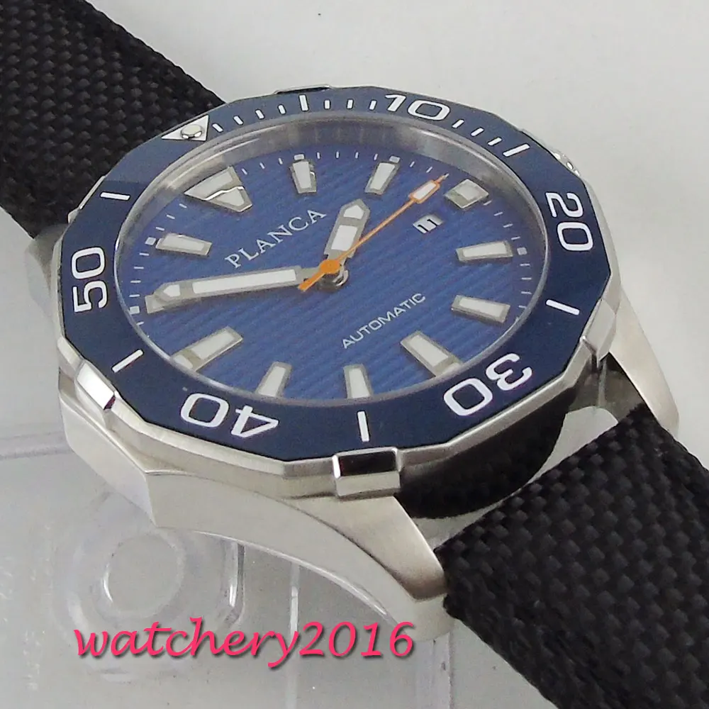 45 мм Плака синий циферблат сапфировое стекло вращающийся керамический календарь