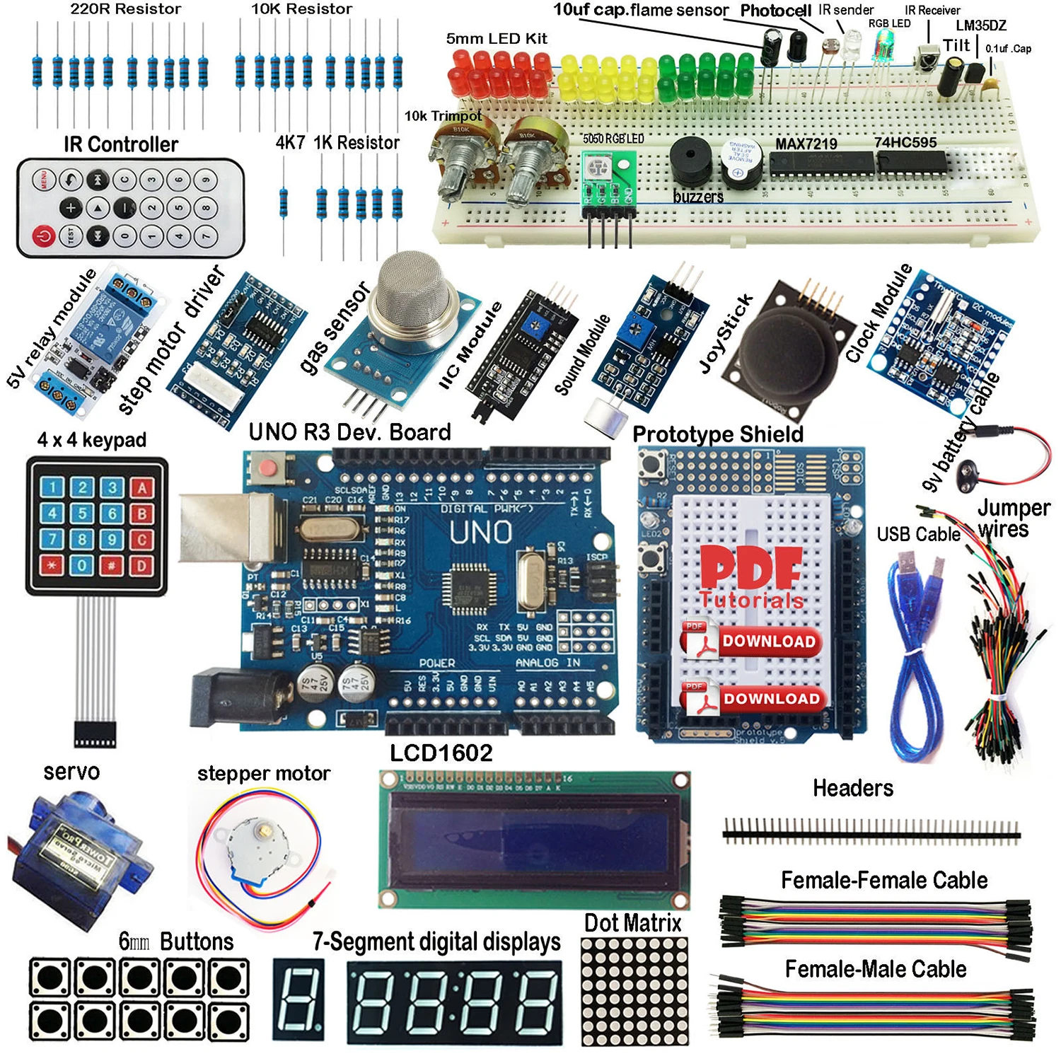 Окончательный UNO R3 стартовый комплект для Arduino клавиатуры RTC 1602LCD Серводвигатель