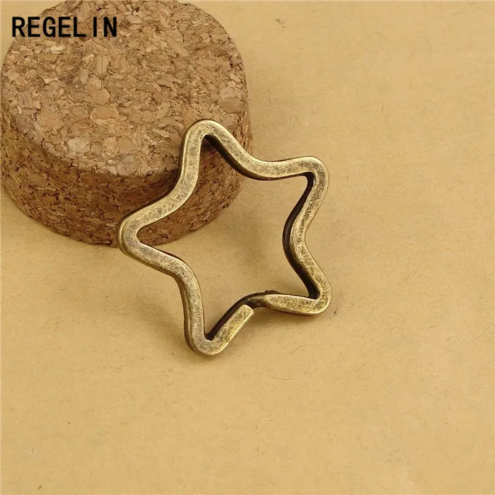 REGELIN 10 шт. античная бронза/родий форма пять звезд брелок для ключей фурнитура