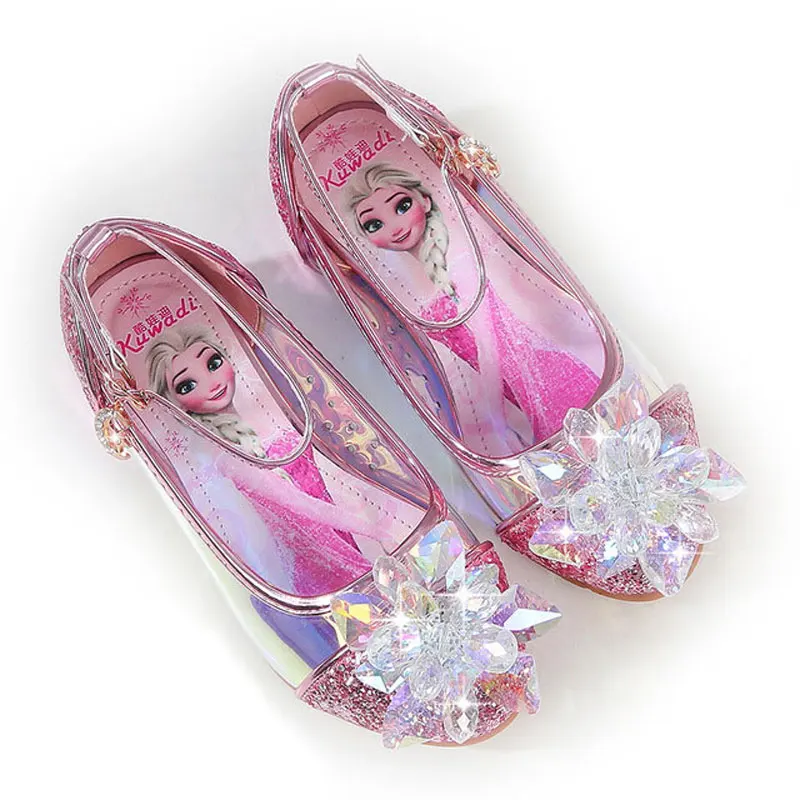 pink Детские танцевальные и вечерние туфли; else forzen; обувь для девочек; Красивая Высококачественная детская кожаная обувь для девочек; европейские размеры 26-36 - Цвет: pink