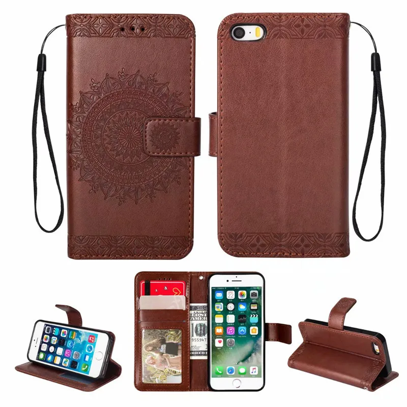 brown Чехол-подставка из искусственной кожи для Iphone X, XR, XS, Max, 8, 7, 6, 6S Plus, 5S, 5, роскошный силиконовый чехол-книжка с отделением для карт - Цвет: brown