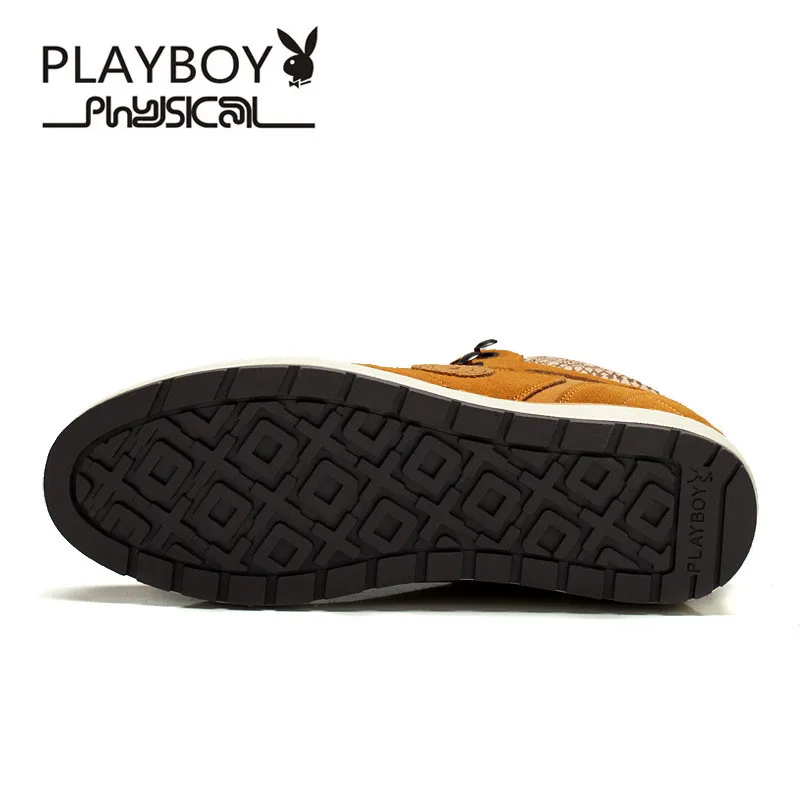 Playboy/зимние мужские ботинки; зимние ботинки из коровьей замши; теплые Бархатные Высокие Плюшевые ботинки из натуральной кожи; обувь из хлопка; DA57130