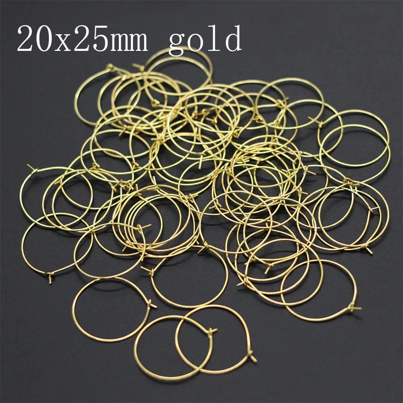 gold 20x25mm 50pcs 50 шт./лот, Золотые круглые проволочные серьги-обручи, 25 мм, 30 мм, гипоаллергенные петли для сережек из нержавеющей стали для изготовления ювелирных изделий своими руками - Окраска металла: gold 20x25mm 50pcs