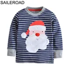 SAILEROAD Детские хлопковые рубашки для мальчиков и девочек, осенняя футболка с длинными рукавами и Санта-Клаусом для маленьких мальчиков, Рождественский костюм для малышей