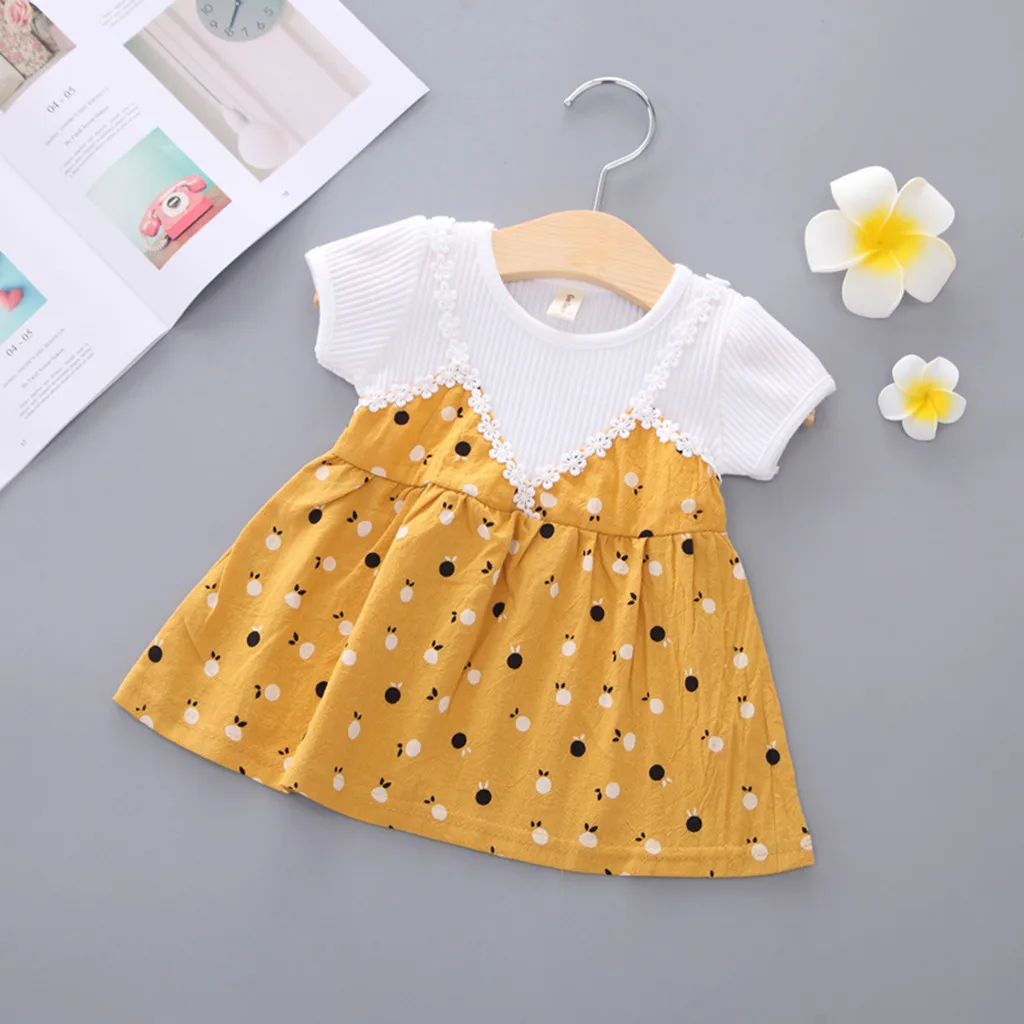 Новорожденных Одежда для детей малышей девочек мультфильм о шеи короткий рукав