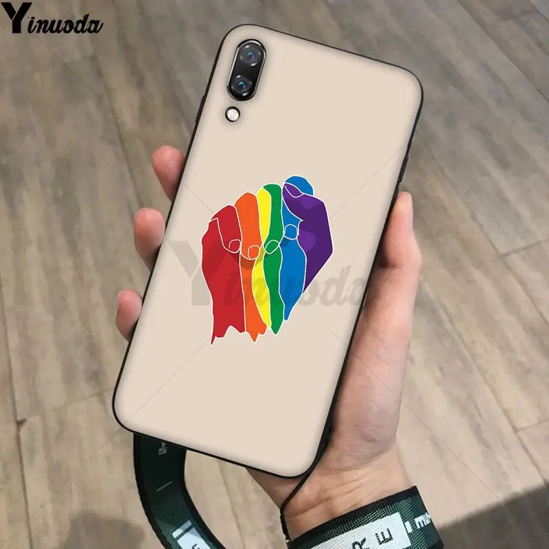 Yinuoda гей лесбиянок ЛГБТ Радуга Прайд черный чехол для телефона Huawei P20Lite P10 Plus Mate10Lite