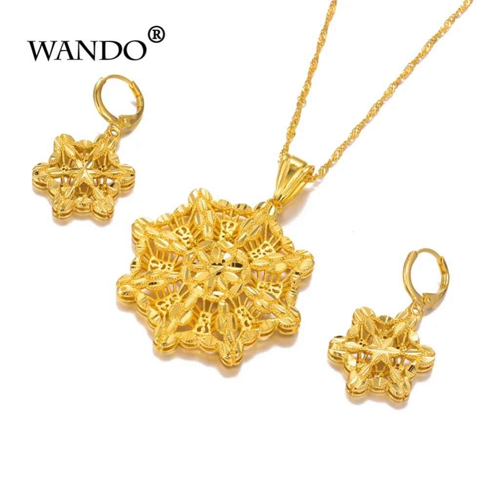 

WANDO Jewelry Exquisite Jewelry Sets For Women Hoop necklace Women's Earrings Pendant Copper Round Vehicle Wheel For Gifts ws4