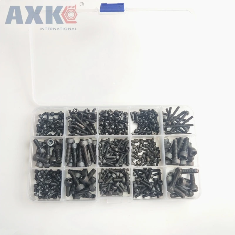 AXK 60 шт./кор. M5 комплекты винтов винт с шестигранной головкой DIN912 черные стальные