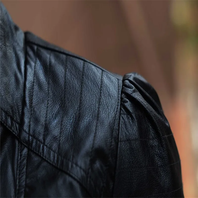 Черная Женская кожаная мотоциклетная куртка из искусственной кожи 2019 Новая