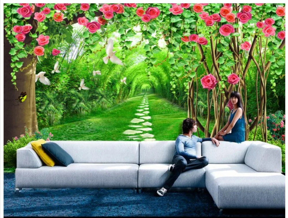 

Custom photo wallpaper for walls 3 d wall murals Flower wallpaper rattan forest mural path 3D TV backdrop wall paper home decor