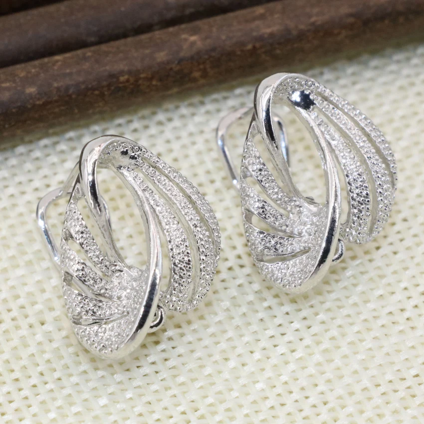 Wholesale Price Bohemia Style 16*20mm Exquisite Stud Earrings for Women Frost Matte Silver-color One Pair Elegant Jewelry B2839 | Украшения