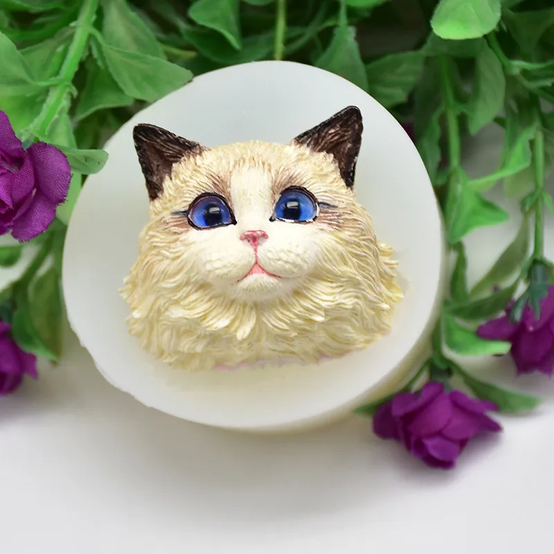 Силиконовая форма 3D в форме головы Ragdoll для изготовления шоколадного мыла ручной