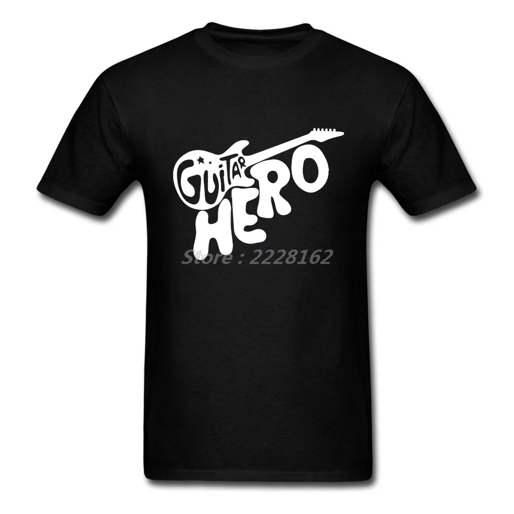Мужские футболки Guitar Hero модные Хорошая цена музыка Awesome печати Футболка винт шеи