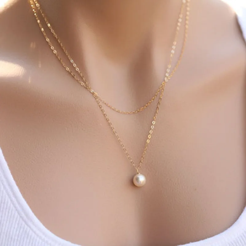 Hot Simple Gold Silver Color Chain Choker Necklace Long Pearl Beads Tassel Chokers Necklaces For Women collar collier ras du cou | Украшения
