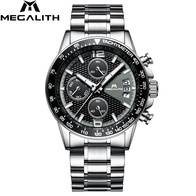 Мегалитическая Для мужчин часы с секундомером и календарем Водонепроницаемый