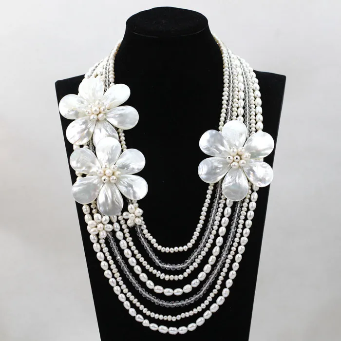 Изящное жемчужное ожерелье ручной работы с ракушками и цветами ювелирные