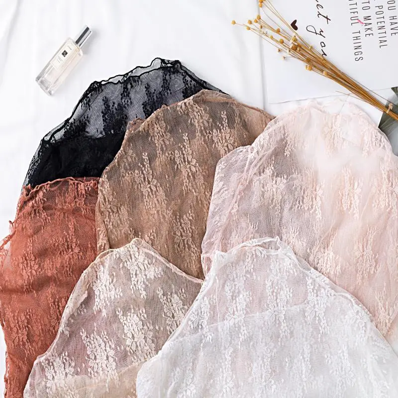 2019 блуза с высоким воротом кружевная рубашка Женские топы и блузки весна-лето