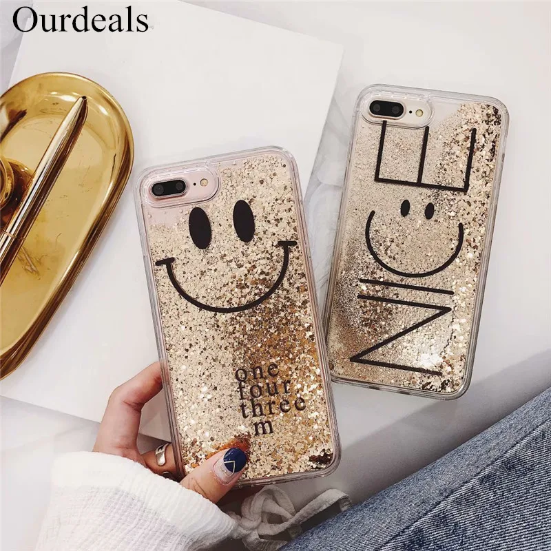 Ourdeals жидкий Блестящий песочный чехол для телефона iphone 6 6s 8 7 plus Модный с надписью