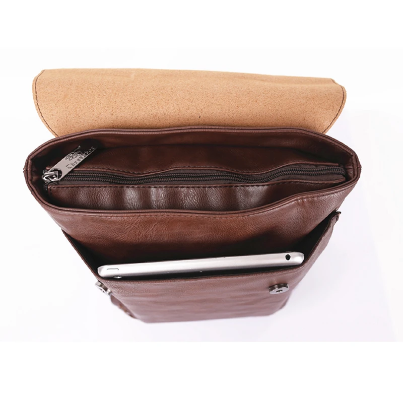 Three-Box Original Men Backpacks PU Leather Male School Laege Laptop Bag Solid Vintage Teenager Travel Business Backpack 2332 | Багаж и