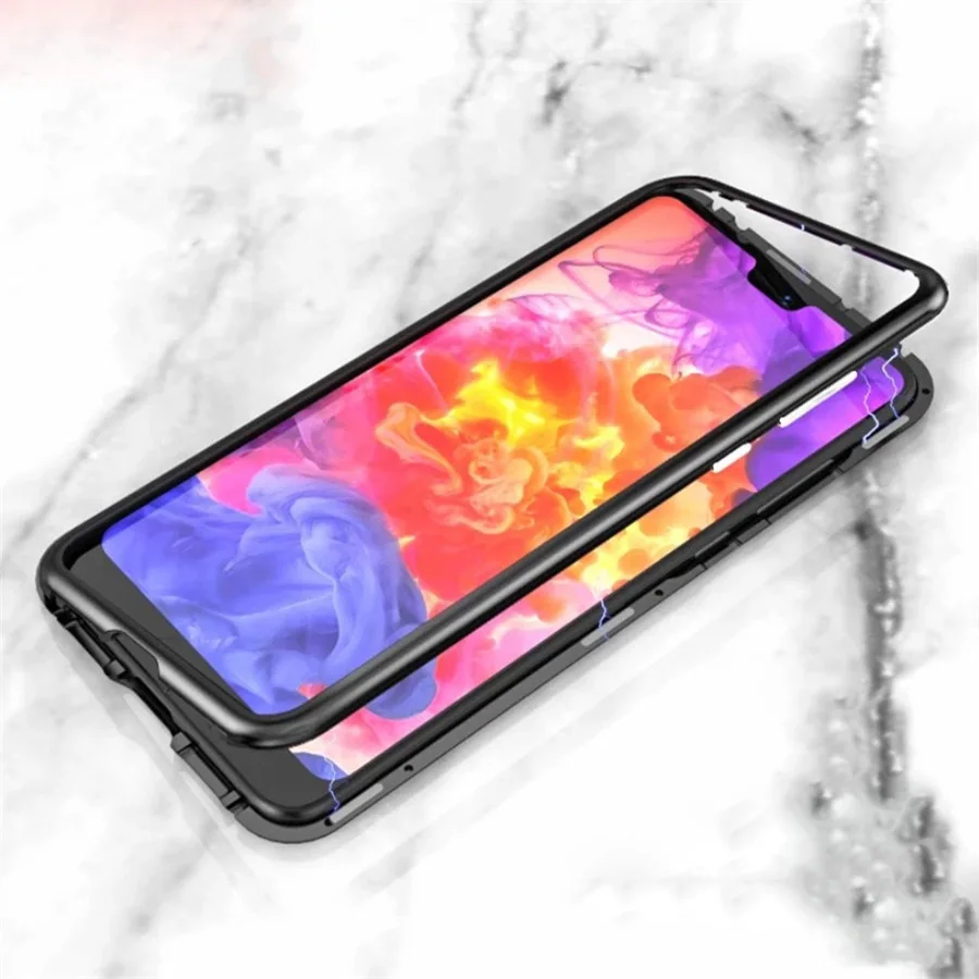 Magnetic Adsorption phone case for huawei P20 P20pro metal frame cover tempered glass pro luxury fundas | Мобильные телефоны и