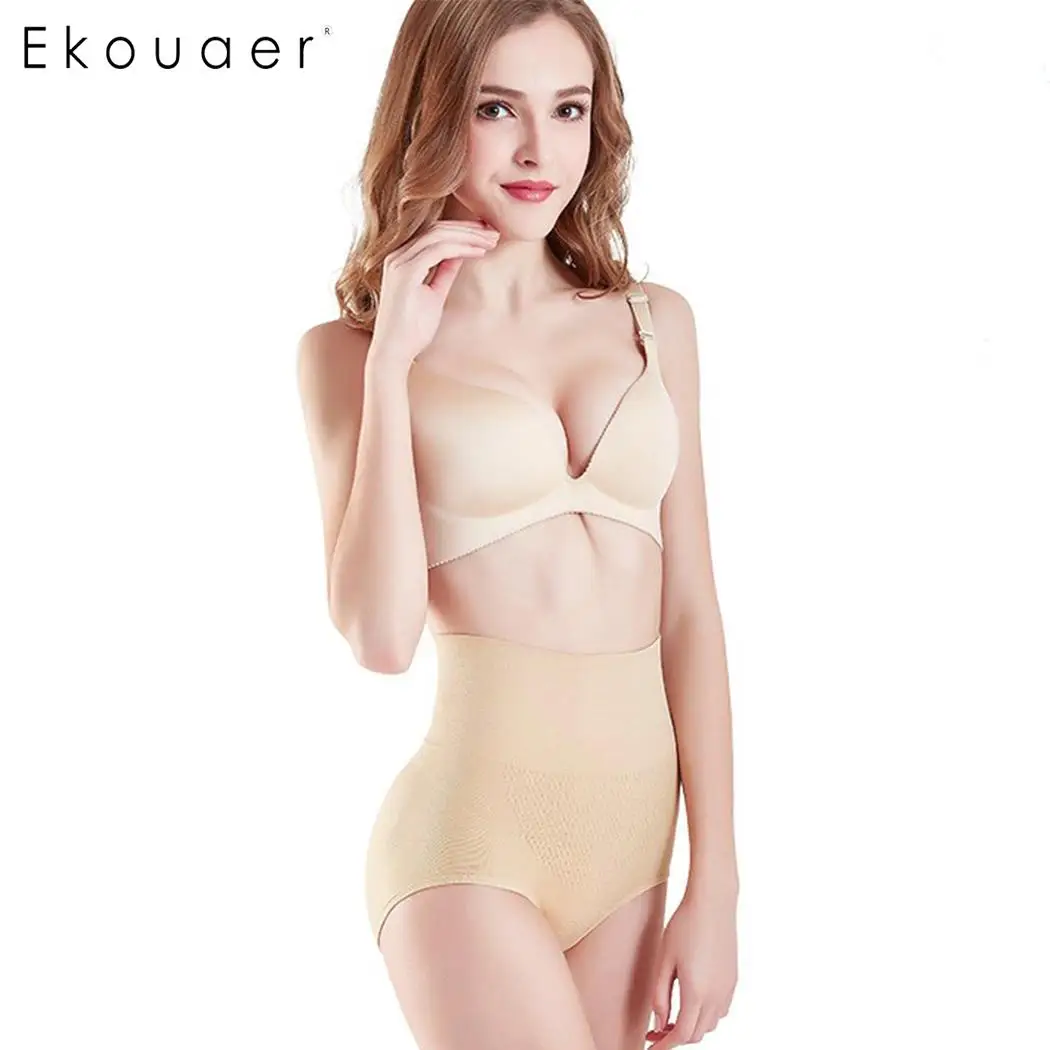 Ekouaer Нижнее белье Женские Трусики Sexy Высокая Талия животик Управление Body Shaper