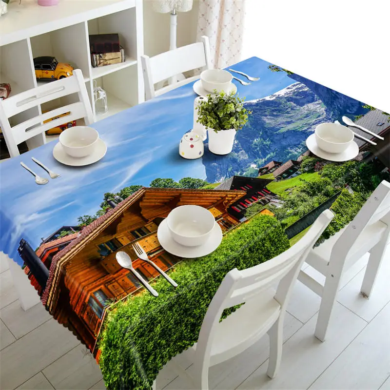 3D Tablecloth Lily Pattern Polyester Dustproof Table cloth Christmas Dinner Decoration Cover | Дом и сад